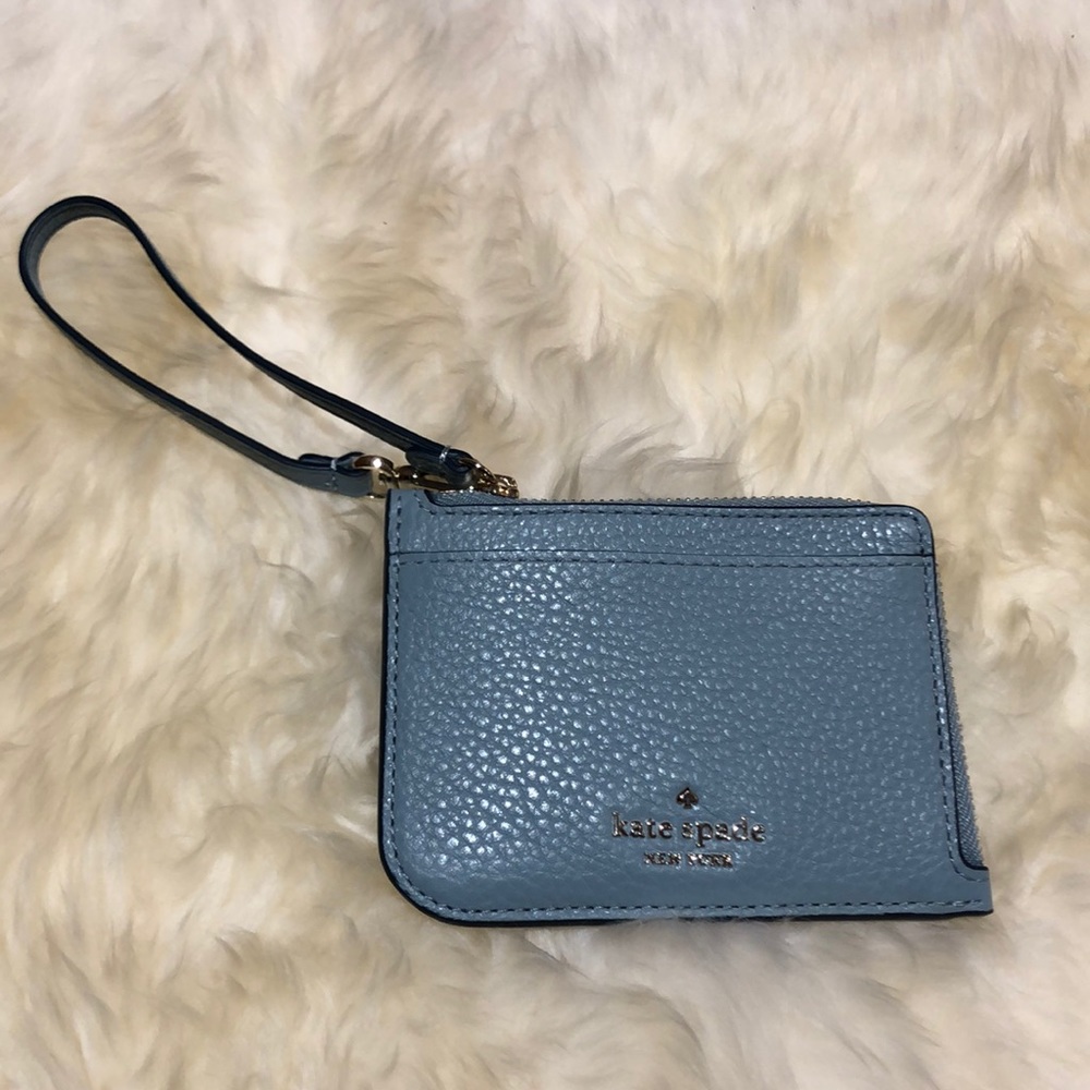 Light Blue Kate Spade leather wristlet cardholder.